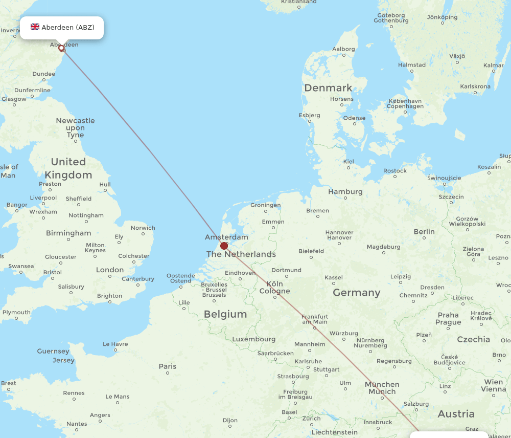 Aberdeen - Ljubljana route map and flight paths