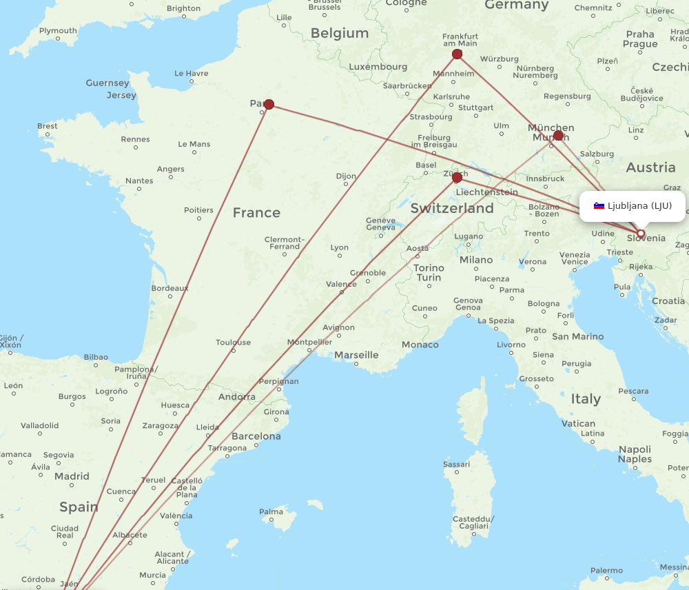 LJU-AGP flight routes