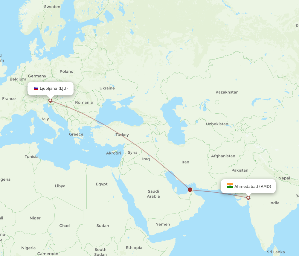 LJU-AMD flight routes