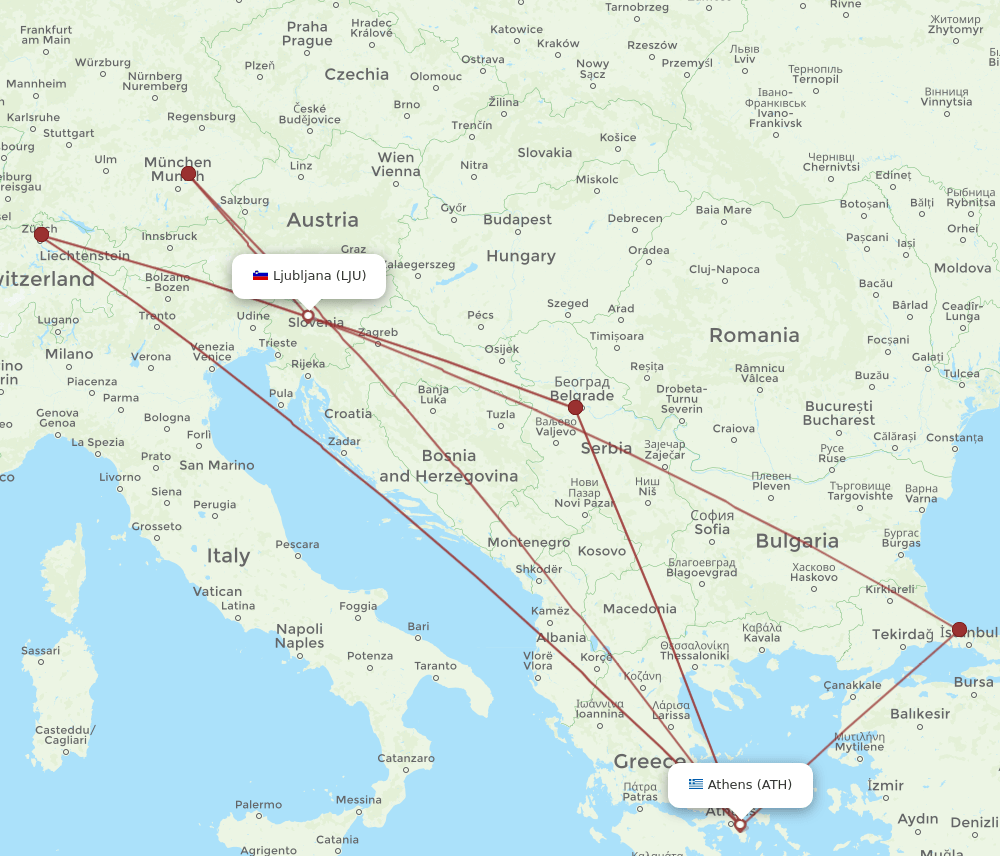 LJU-ATH flight routes