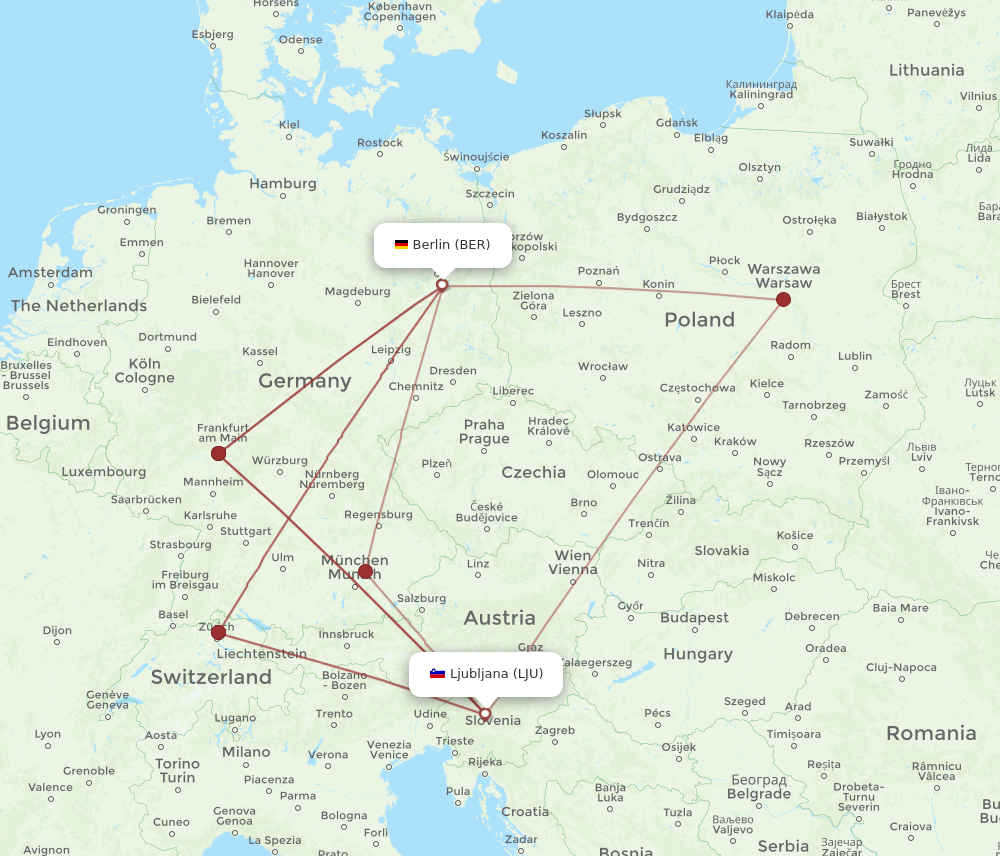 LJU-BER flight routes