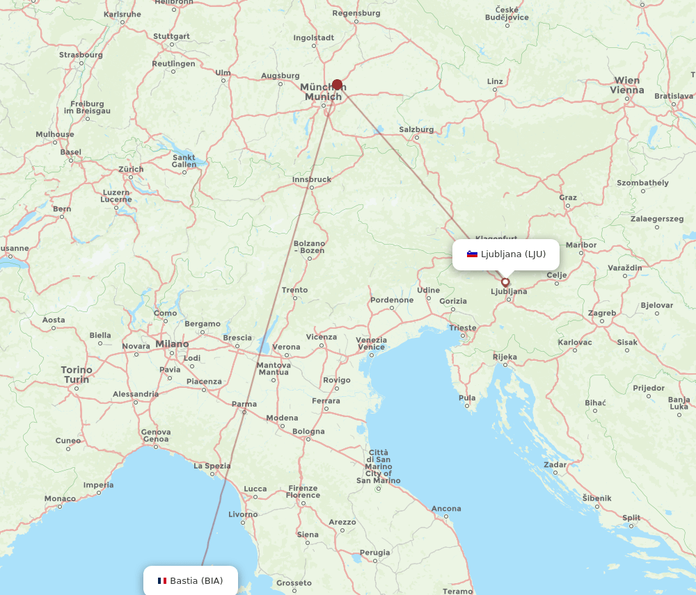 LJU-BIA flight routes