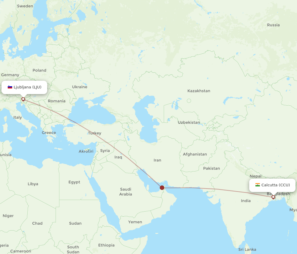 LJU-CCU flight routes