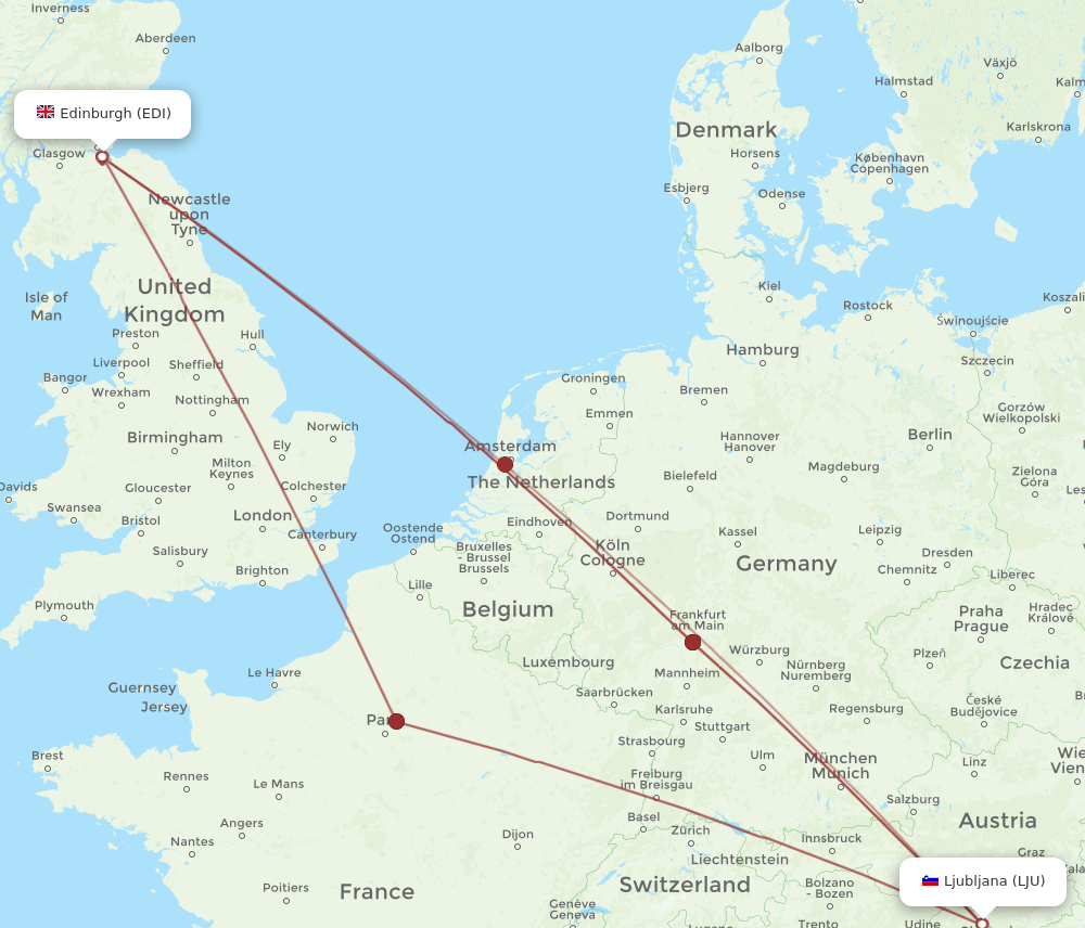 LJU-EDI flight routes