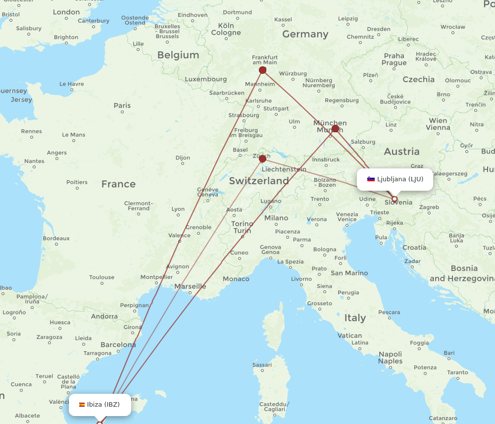 LJU-IBZ flight routes