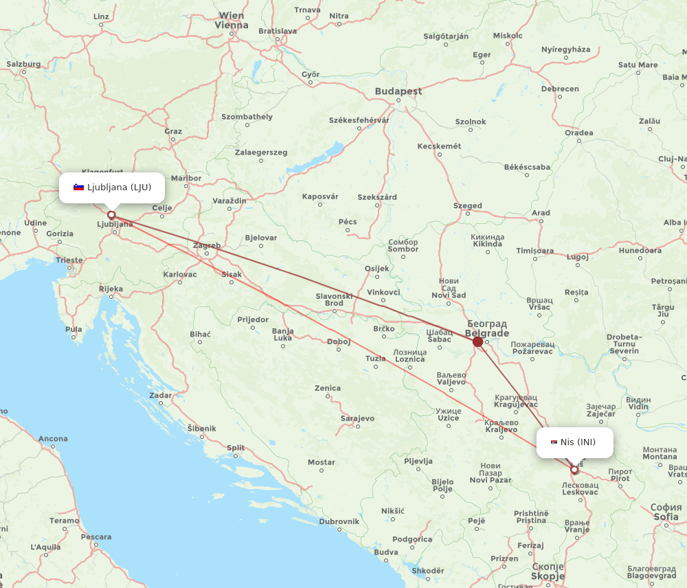 LJU-INI flight routes