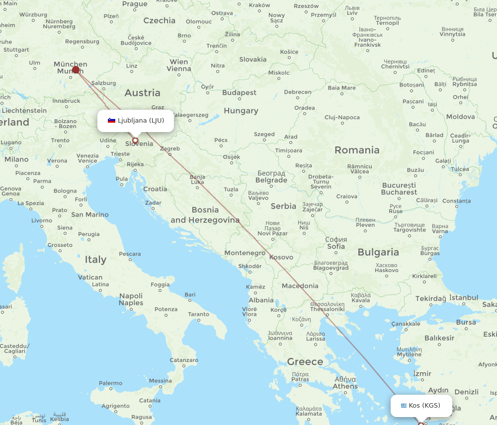 LJU-KGS flight routes