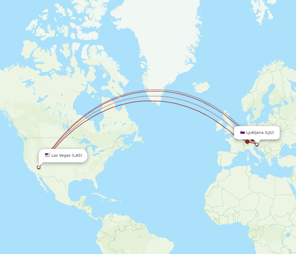 LJU-LAS flight routes