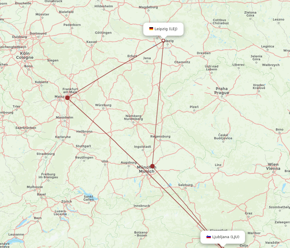 LJU-LEJ flight routes