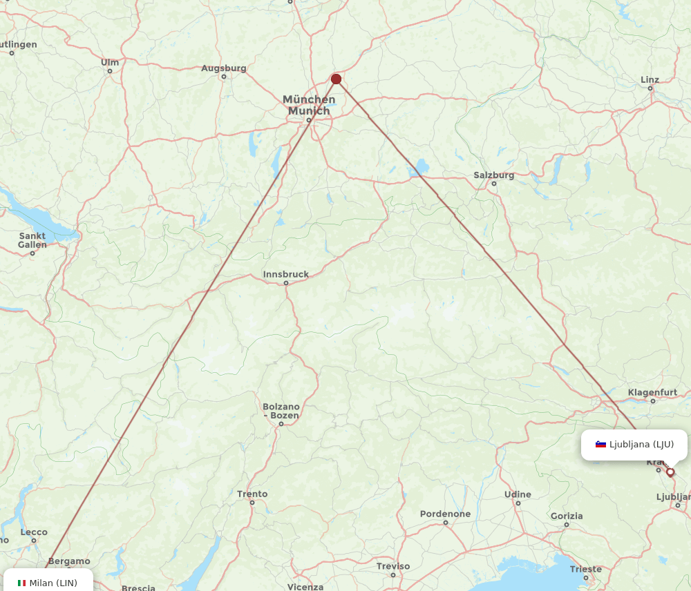 LJU-LIN flight routes