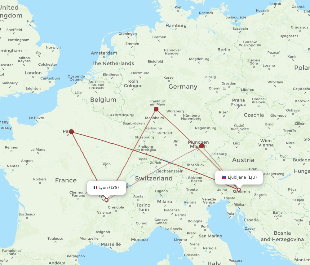 LJU-LYS flight routes