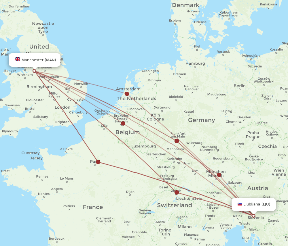 LJU-MAN flight routes