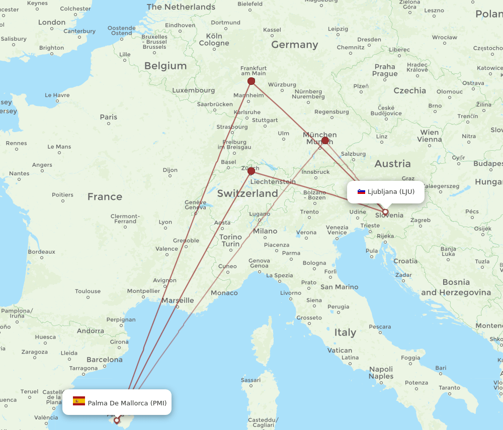 LJU-PMI flight routes