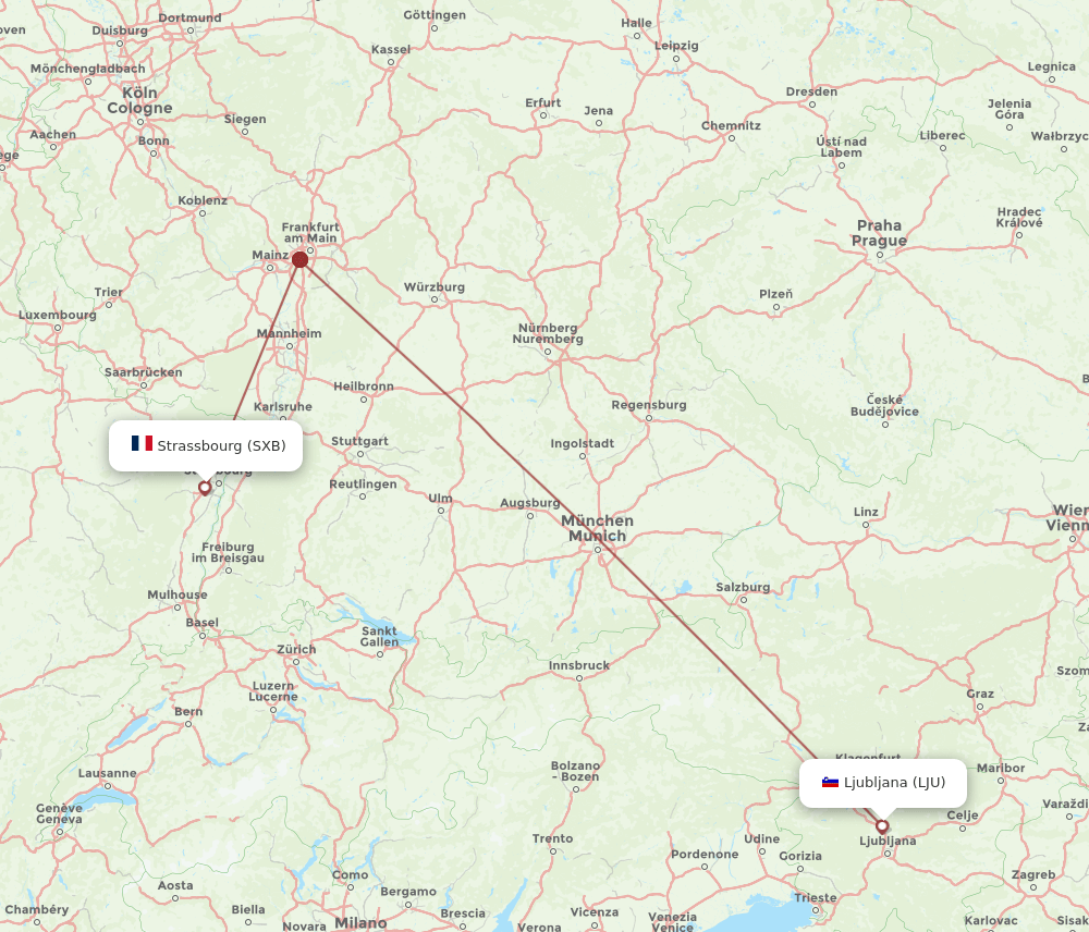 LJU-SXB flight routes