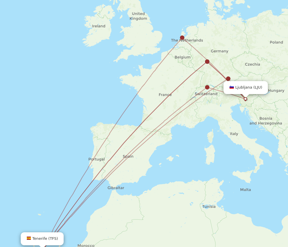 LJU-TFS flight routes