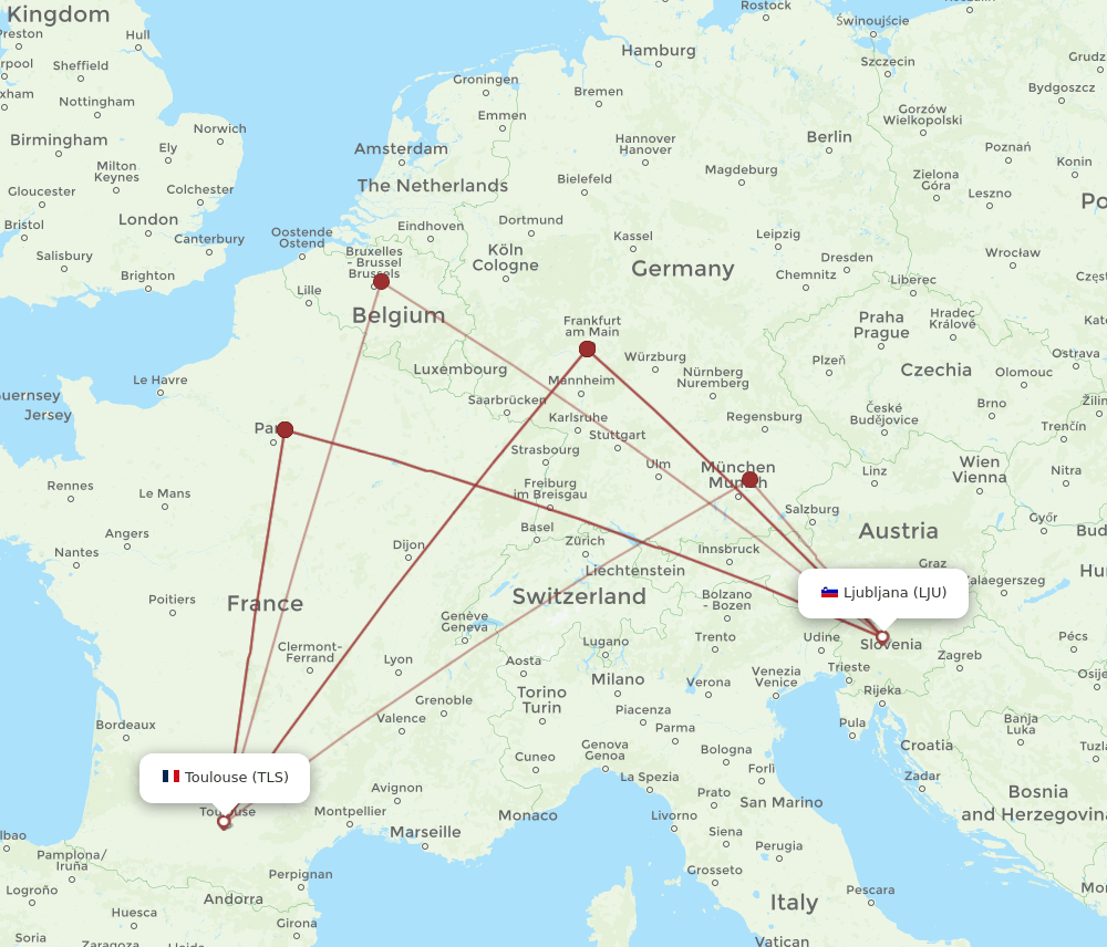 LJU-TLS flight routes