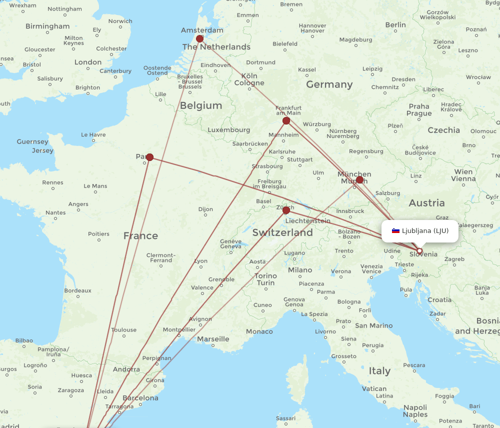 LJU-VLC flight routes