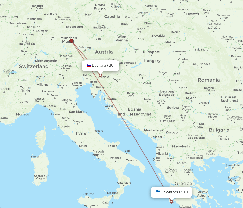 LJU-ZTH flight routes