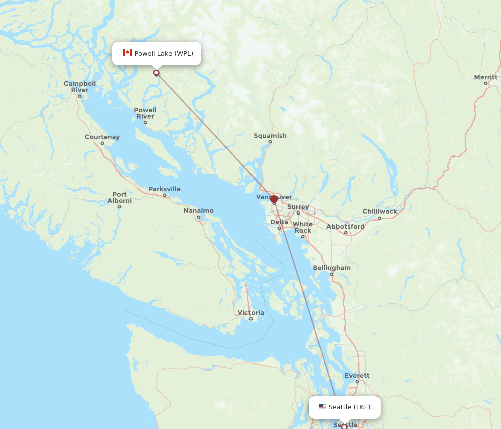 LKE to WPL flights and routes map