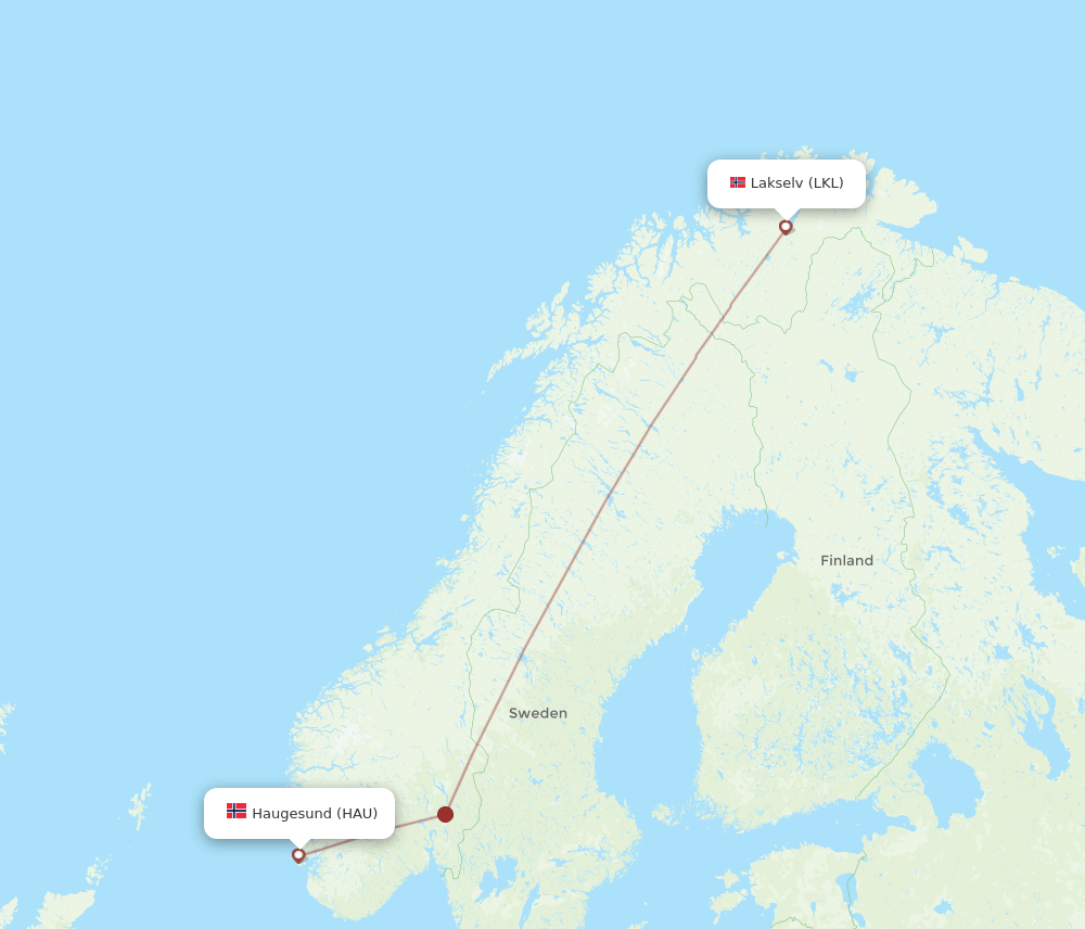 LKL to HAU flights and routes map