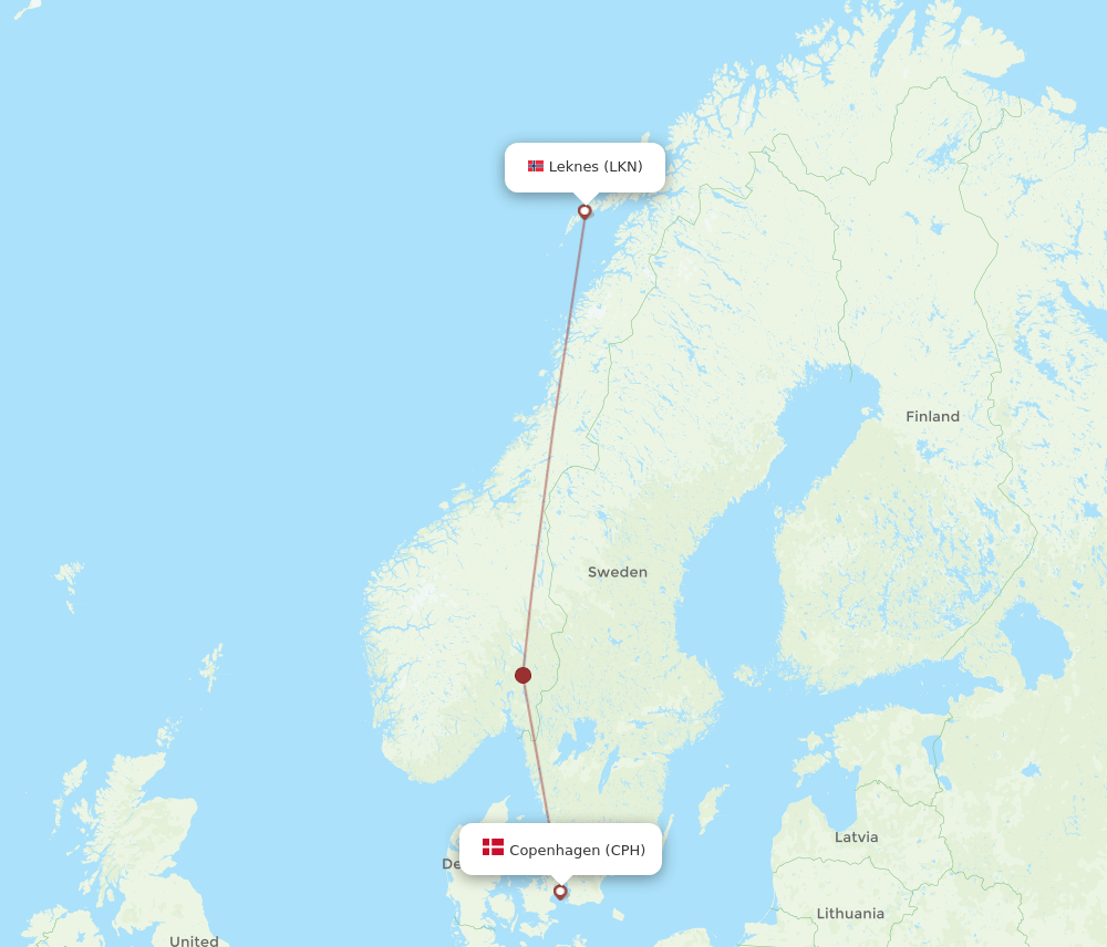 LKN-CPH flight routes