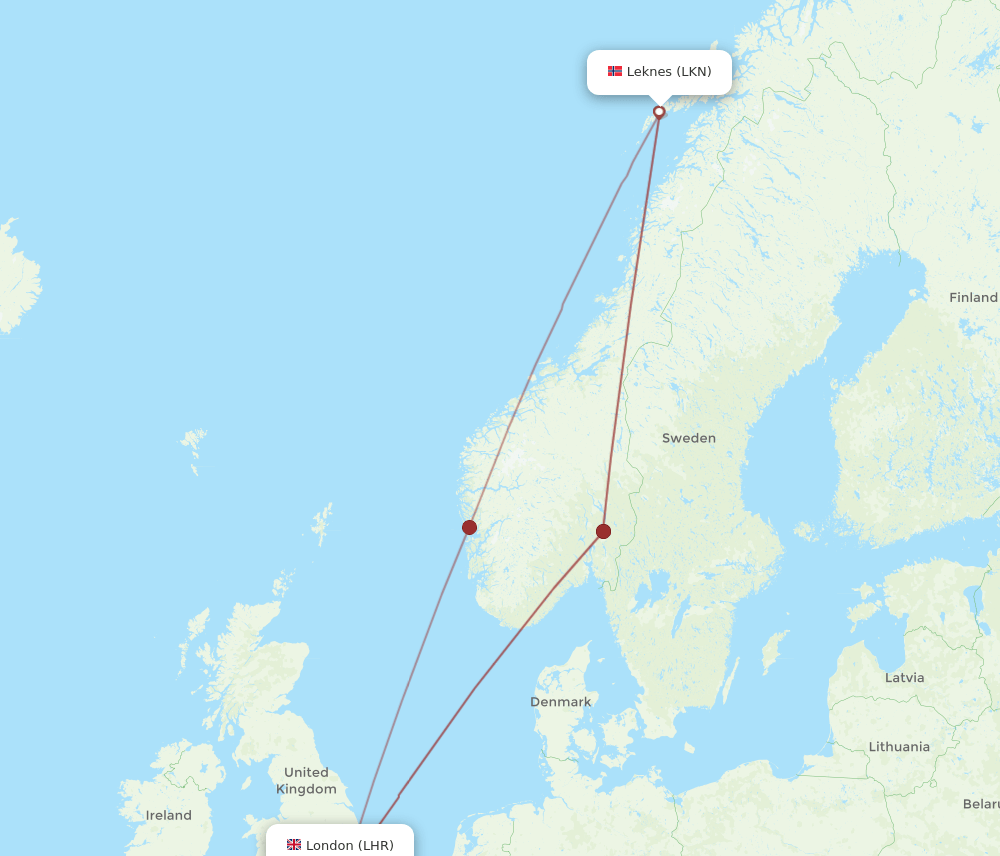 LHR to LKN flights and routes map