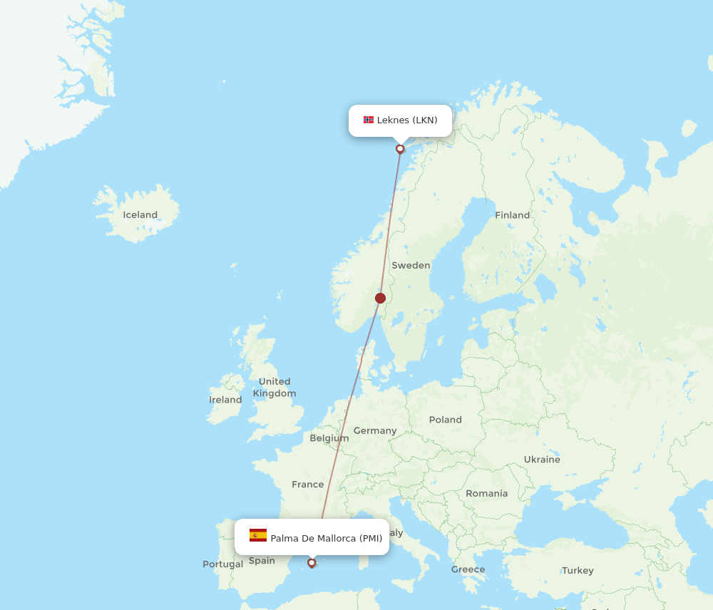 LKN to PMI flights and routes map