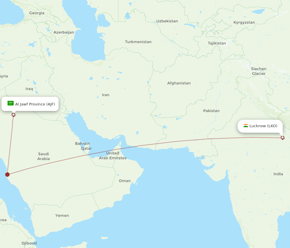 LKO-AJF flight routes
