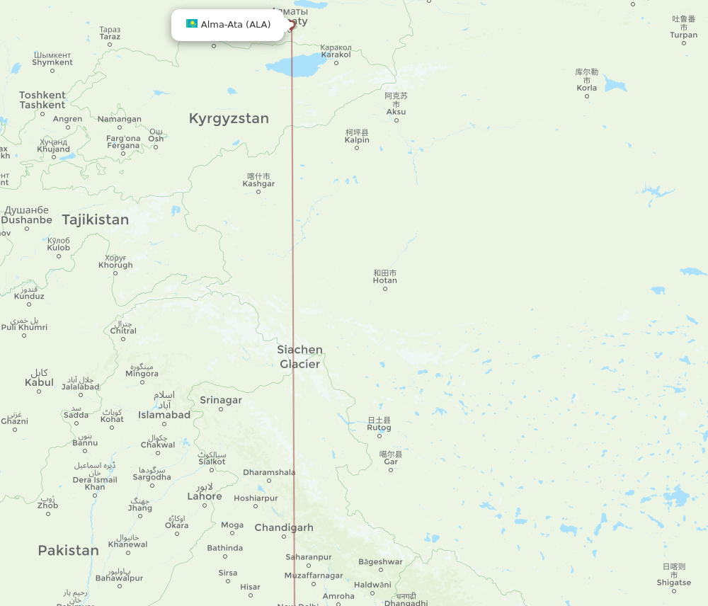 LKO-ALA flight routes