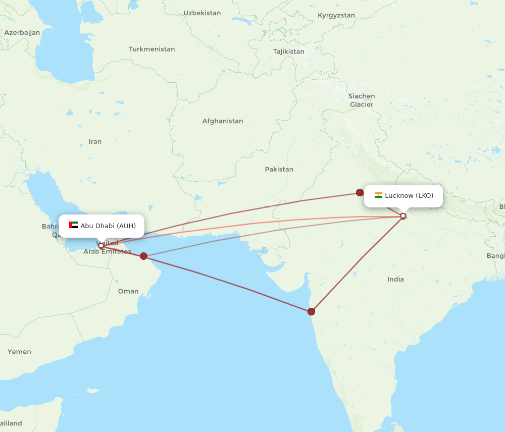 LKO-AUH flight routes