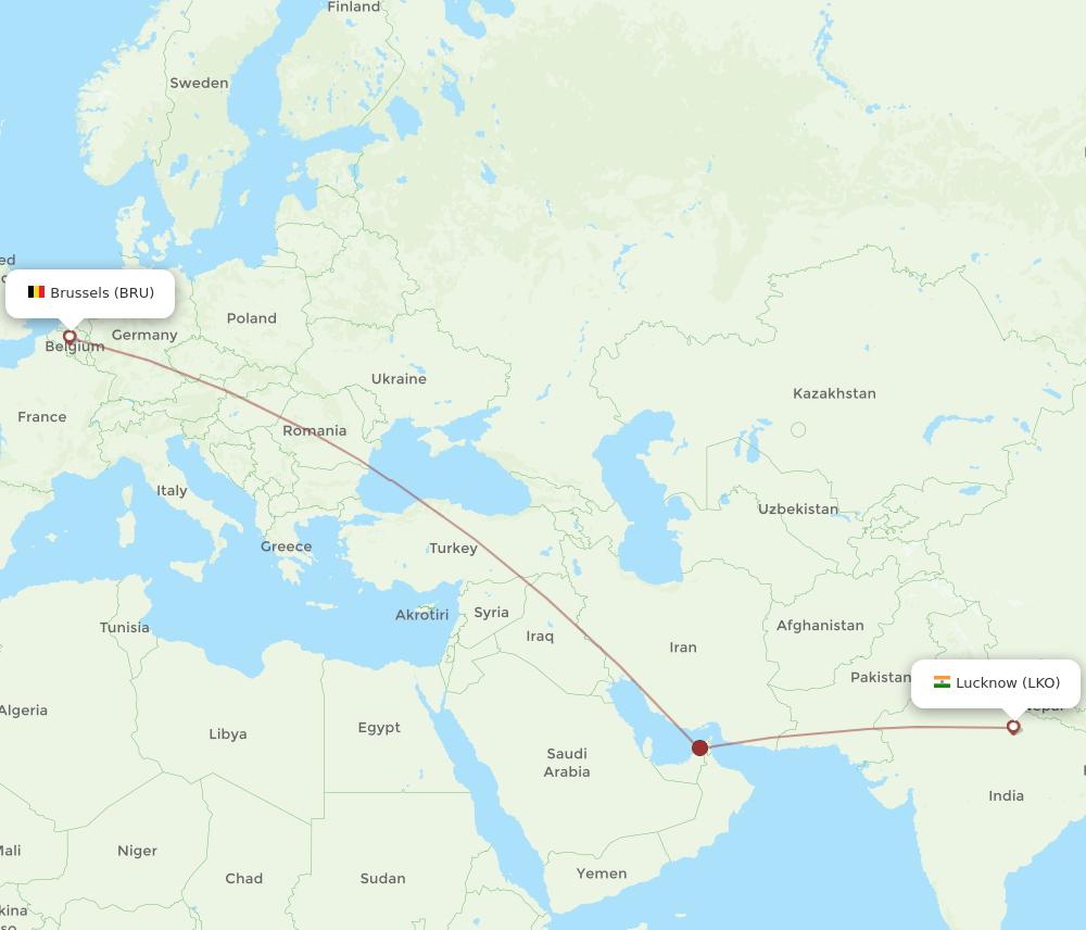 LKO-BRU flight routes