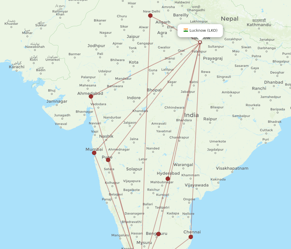 LKO-COK flight routes