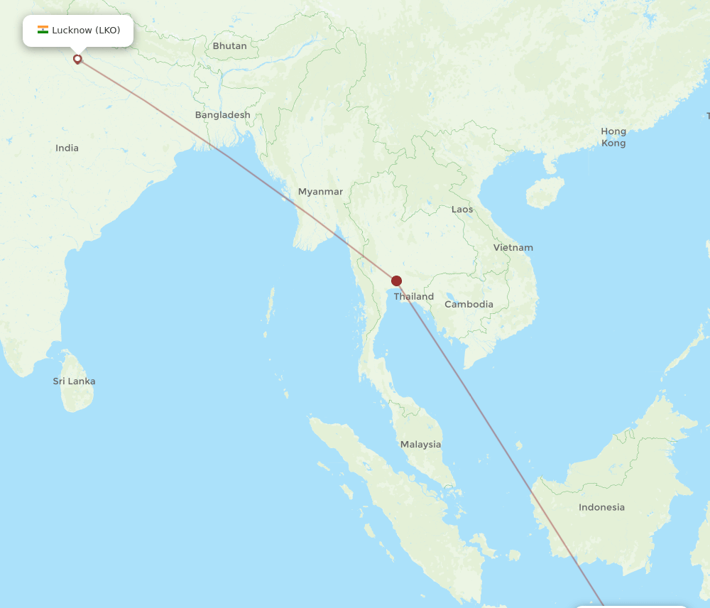 LKO to DPS flights and routes map
