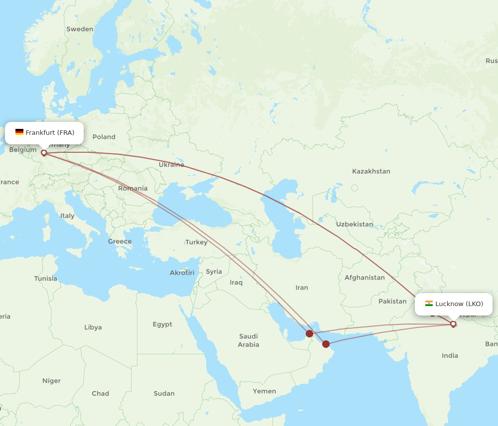 LKO-FRA flight routes