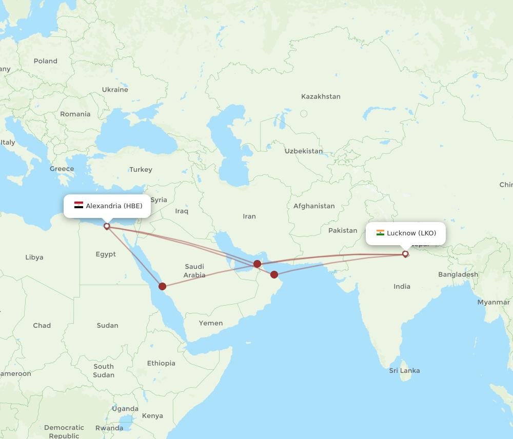 LKO-HBE flight routes