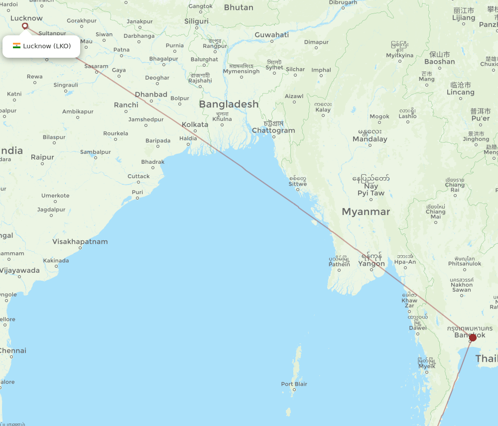 LKO-HKT flight routes