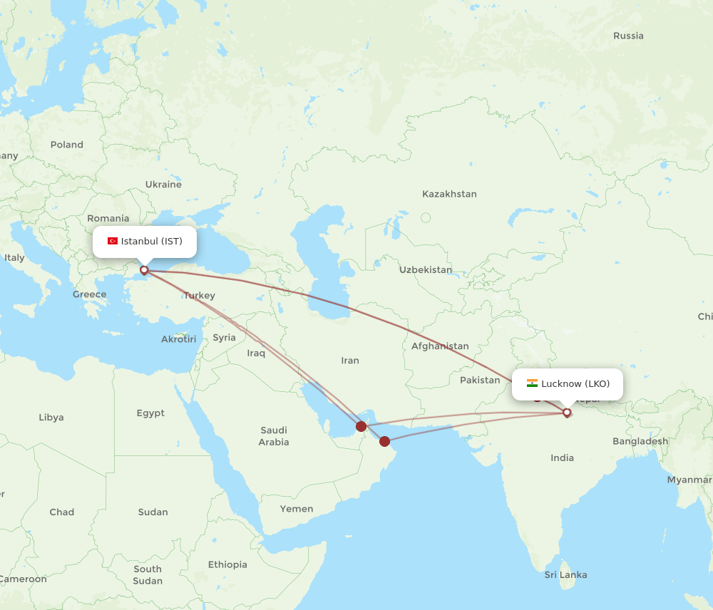 LKO-IST flight routes
