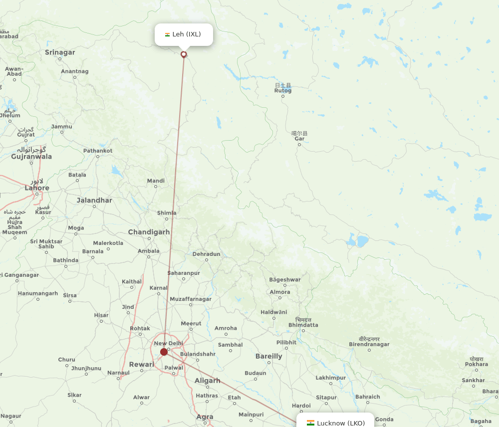LKO to IXL flights and routes map