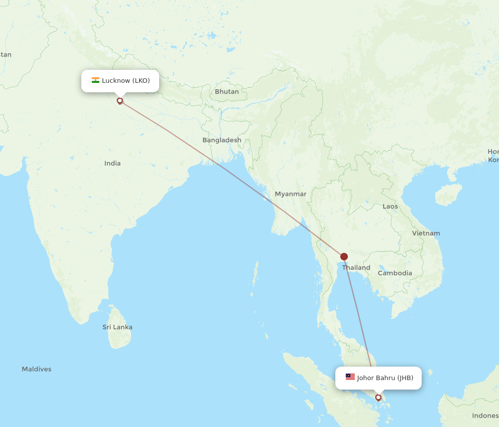 LKO-JHB flight routes