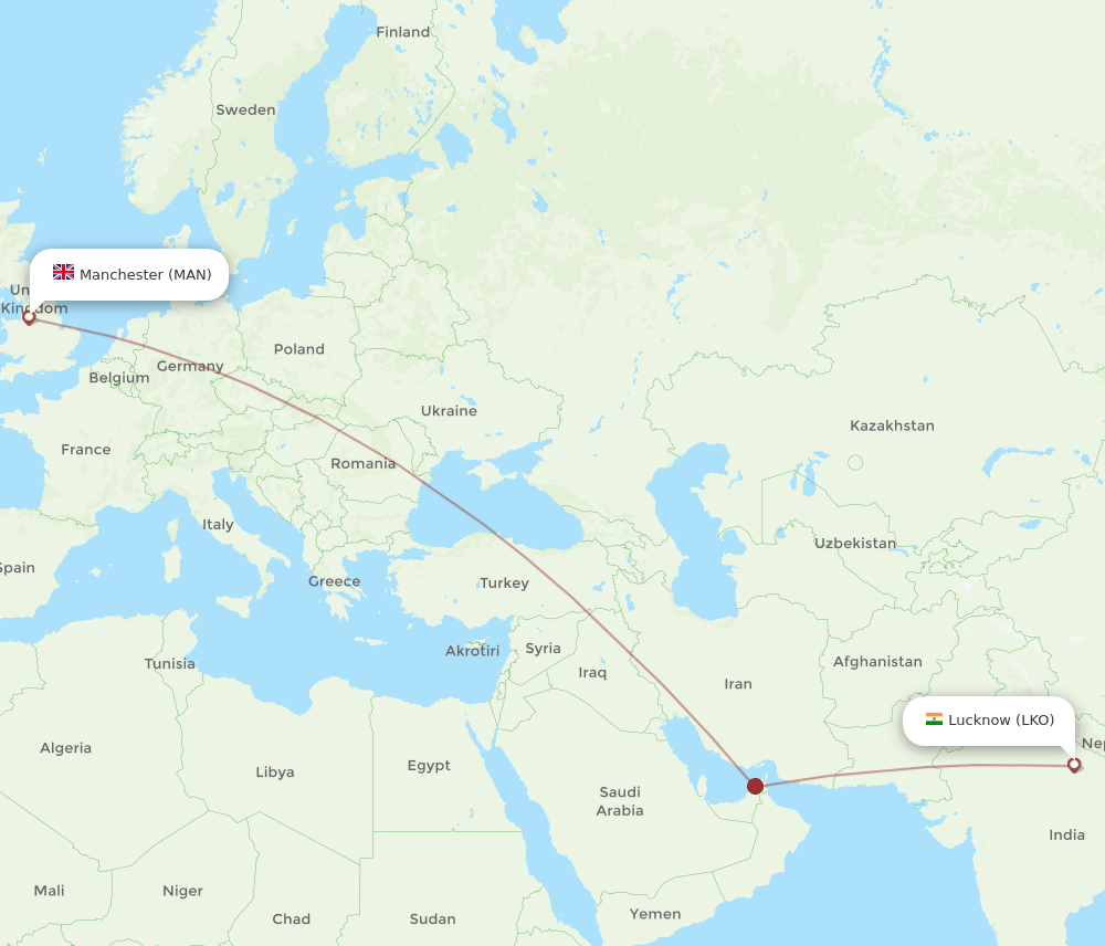 LKO-MAN flight routes