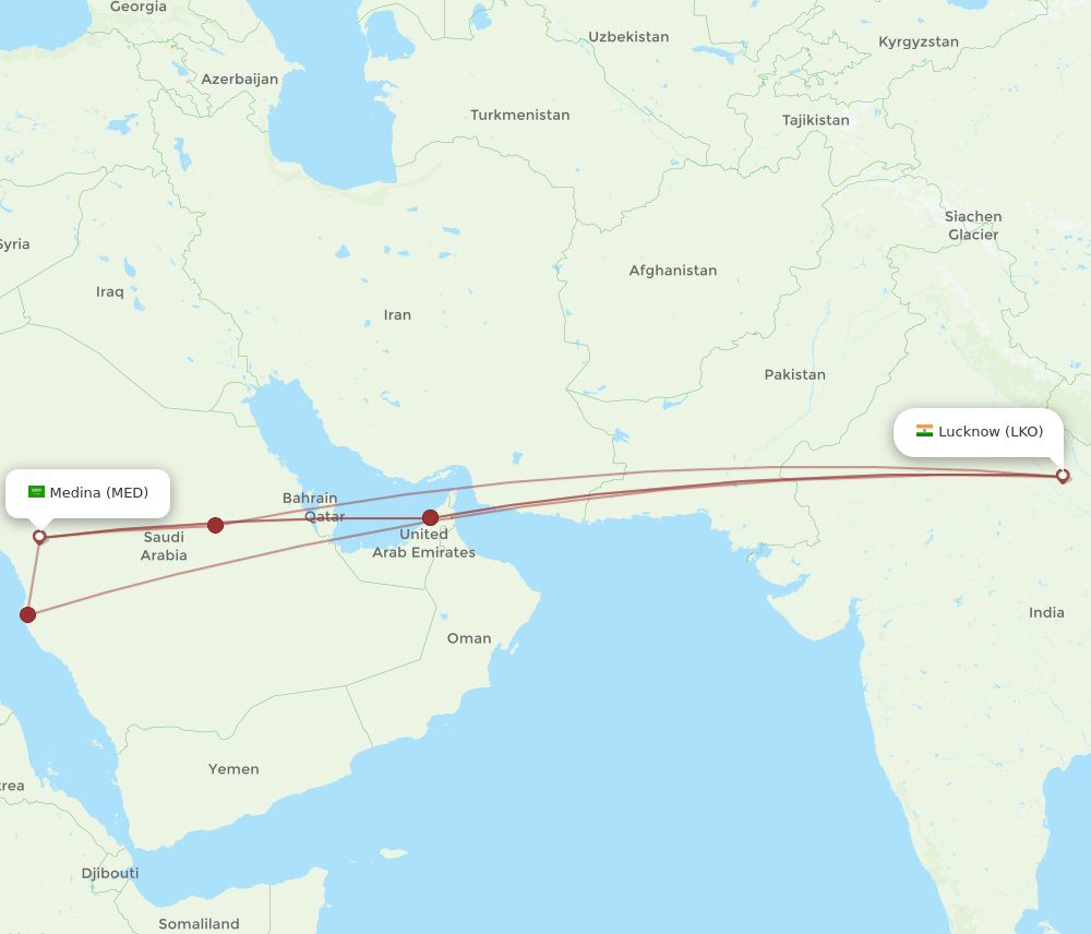 LKO-MED flight routes