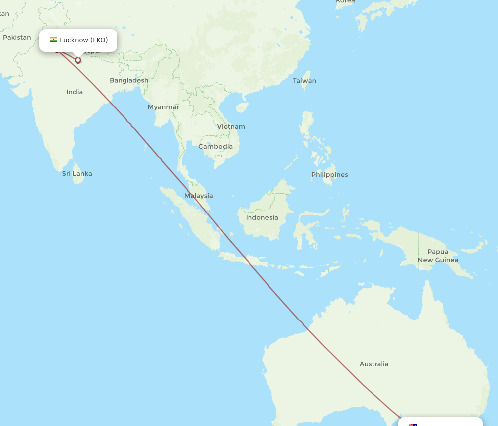 LKO-MEL flight routes