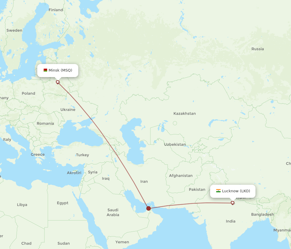 LKO-MSQ flight routes