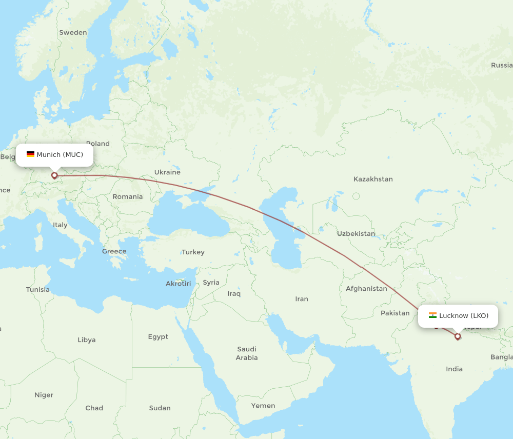 LKO-MUC flight routes