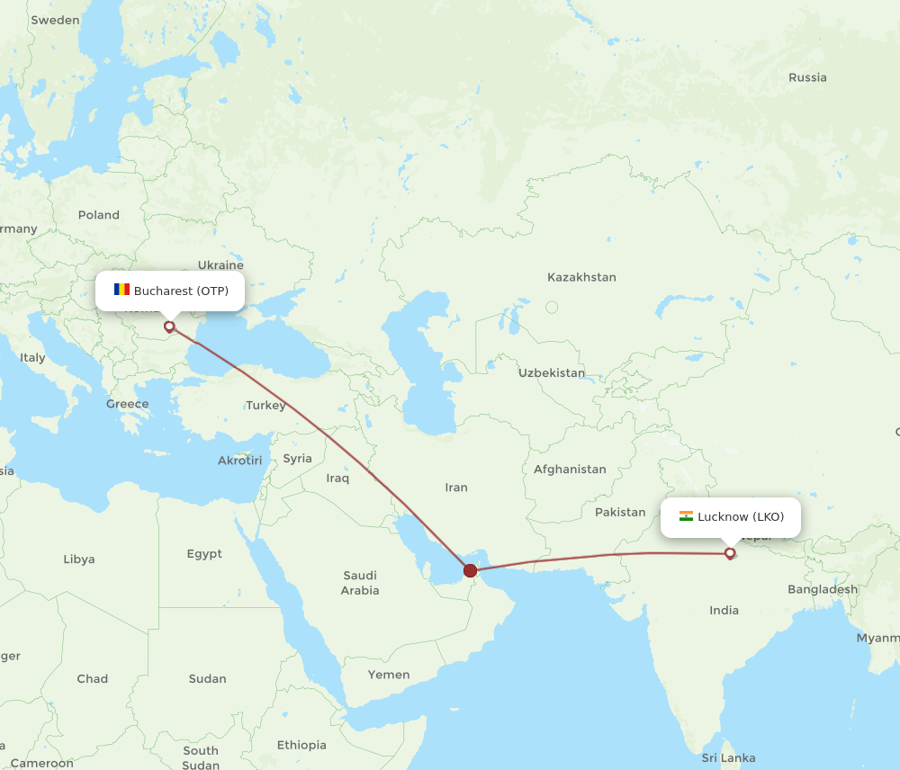 LKO-OTP flight routes