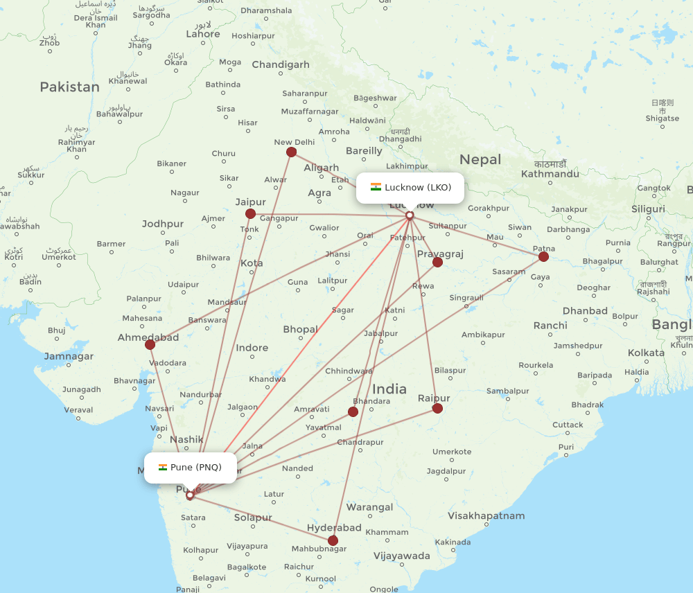 LKO-PNQ flight routes