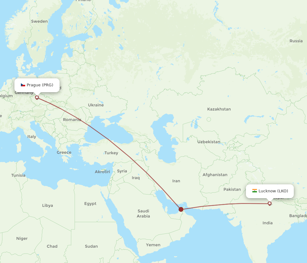 LKO-PRG flight routes