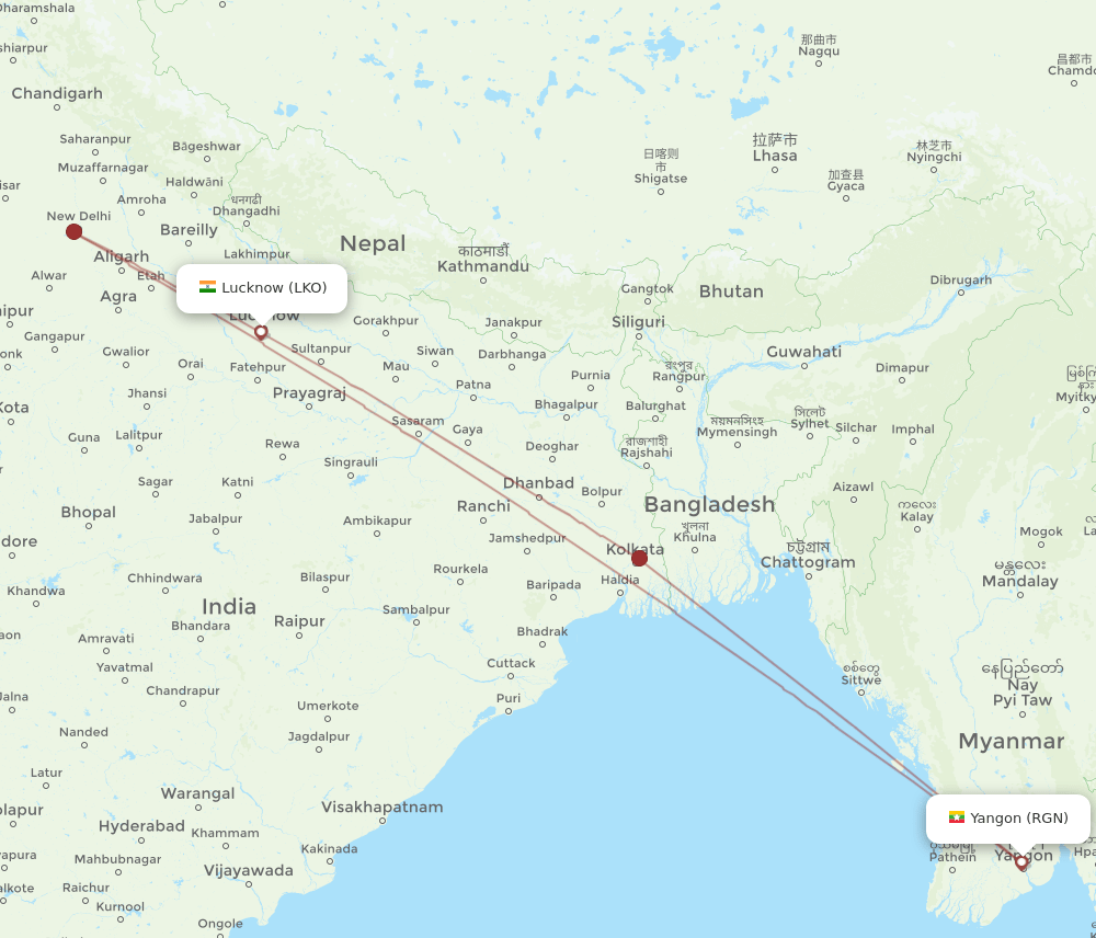 LKO-RGN flight routes
