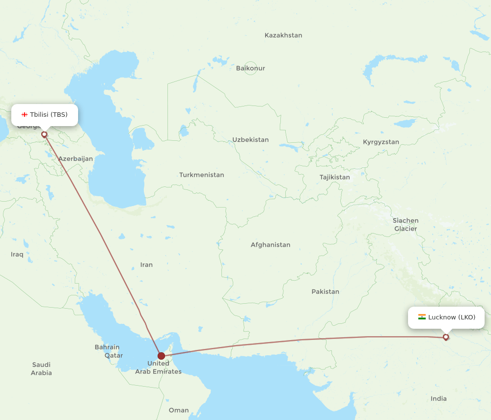 LKO-TBS flight routes