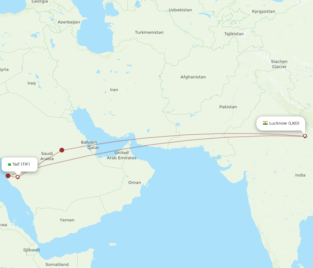 LKO-TIF flight routes